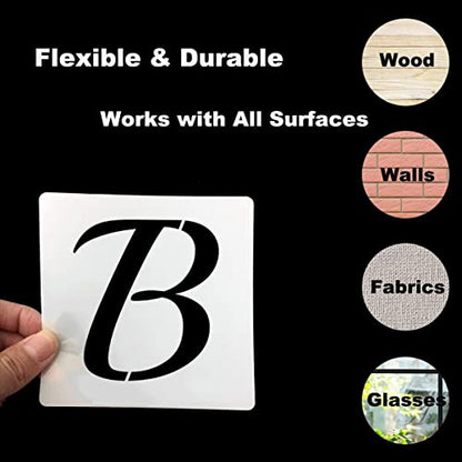 2 Inch Alphabet Letter Stencils for Painting - 70 Pack Letter and Number Stencil Templates with Signs for Painting on Wood, Reusable Cursive Letters Stencils for Chalkboard Wood Signs & Wall Art - size: 2 Inch