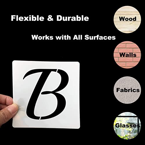 4 Inch Alphabet Letter Stencils for Painting - 70 Pack Letter and Number Stencil Templates with Signs for Painting on Wood, Reusable Cursive Letters Stencils for Chalkboard Wood Signs & Wall Art - size: 4 Inch