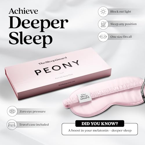 TheSleepGuard Pure Silk Sleep Mask [100% 6A Mulberry Silk, 22 Momme] Light Blocking Travel Essentials. Eye Masks for Sleeping. Black Oeko-Tex Blindfold. Eye Covers for Men & Women - color: Peony Pink