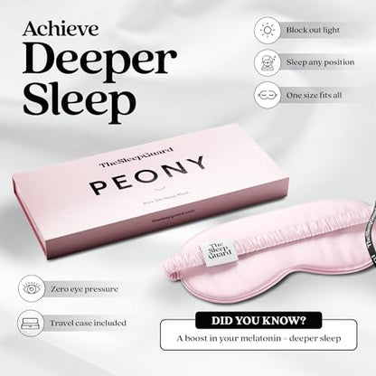 TheSleepGuard Pure Silk Sleep Mask [100% 6A Mulberry Silk, 22 Momme] Light Blocking Travel Essentials. Eye Masks for Sleeping. Black Oeko-Tex Blindfold. Eye Covers for Men & Women - color: Peony Pink