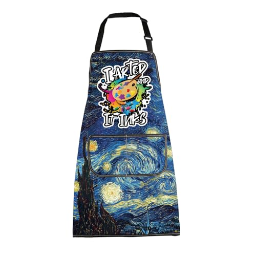 MBMSO Painting Artist Apron with Pockets Artist Painter Gifts Art Lover Gift for Art Teacher Student Painter Apron Waterproof - color: Night Apron-b