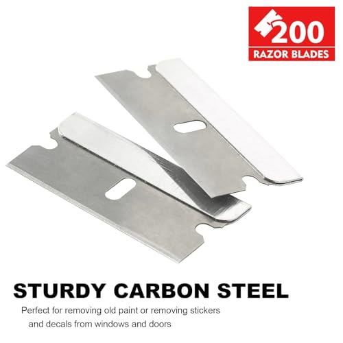 Great Andrew Single Edge Razor Blades, 200 Pack Straight Edge Razor Blade Safety Refills Blades Scraper for Box Cutting, Crafts, DIY, Heavy Duty & Industrial Use - size: 1 Count (Pack of 200)