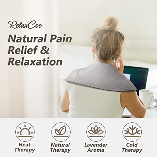RelaxCoo Microwave Heating pad with Washable Cover 7 * 16" Microwavable Moist Heat Pad for Neck Shoulder, Cramps, Back Pain Relief, Warm Compress Rice Bean Bag Hot Pack for Muscles, Joints, Lavender - style: 1 Pack
