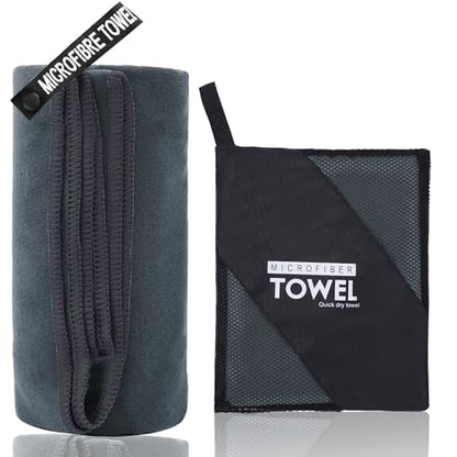 Microfiber Travel Towel, Quick Dry Camping & Gym Towel. Compact - color: Dark Gray, size: XS:12"×24"