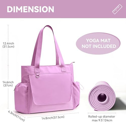 WLLWOO Thick Yoga Mat Bag Women Gym Tote Breathable Mesh Holder Wet Pocket - color: Purple