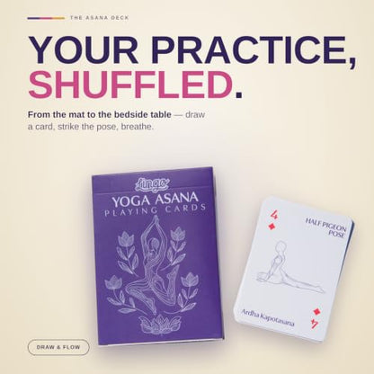 Lingo Yoga Playing Cards | Pose Card Deck with Instructions for All Levels & Beginners | Home Practice, Workout & Self-Care Gift | Portable Sequence Builder for Adults