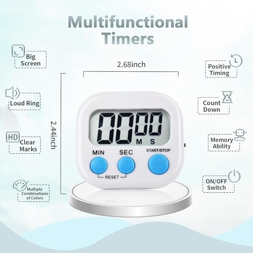 4 Pack Digital Kitchen Timer Magnetic Digital Timer with Big Display Loud Ring Cooking Timers for Cooking, Game, Gym, Break Time, Classroom(4,Pink, Blue, Green, White) - color: Pink,blue,green,white
