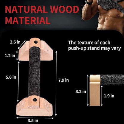 Wooden Parallettes Bars – Pair of 20CM Solid Wood Push Up Bars for Calisthenics, Handstand Training & Strength Workouts, Non-Slip Base Handstand Blocks & Pushup Handles for Home Gym Fitness