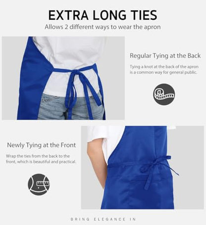 Syntus Apron for Men Women, Adjustable Cooking Kitchen Apron with 2 Pockets | Machine Washable, Firm Stitching, Stain Resistance, Long Tie Straps, 2 Pockets, Versatility, Unisex Use, Gift, BBQ - color: Blue, style: 2 Polyester