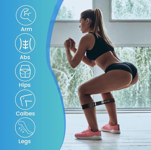 Resistance Loop Exercise Bands Set of 5, Latex Workout Bands with Carry Bag, Strength Bands for Legs, Butt, Body, Fitness, Yoga, Pilates, Women, Men and Kids