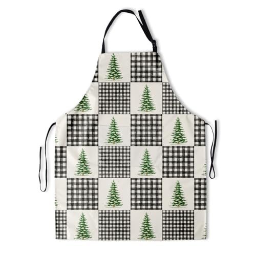 Art Apron with Pocket for Women Men | Kitchen Aprons Chef Apron for Cooking Baking BBQ Painting Gardening - color: Buffalo Checks