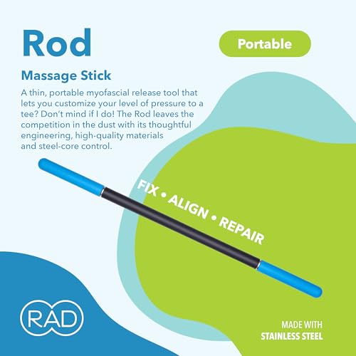 RAD Rod – Deep Tissue Massage Roller Stick – Myofascial Release Tool for Legs, Back, Neck, Arms & Shoulders – Muscle Roller for Mobility & Recovery - style: Rod