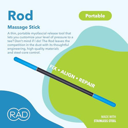 RAD Rod – Deep Tissue Massage Roller Stick – Myofascial Release Tool for Legs, Back, Neck, Arms & Shoulders – Muscle Roller for Mobility & Recovery - style: Rod