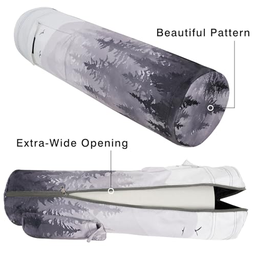 Yoga Mat Bag Full-Zipper Yoga Mat Carrier with Extra Wide Adjustable Strap 2 Multi-Functional Storage Cargo Pocket Stylish & Functional Yoga Bag Pilates Bag for Women & Men - color: Cloud Forest