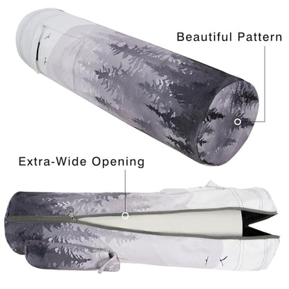 Yoga Mat Bag Full-Zipper Yoga Mat Carrier with Extra Wide Adjustable Strap 2 Multi-Functional Storage Cargo Pocket Stylish & Functional Yoga Bag Pilates Bag for Women & Men - color: Cloud Forest