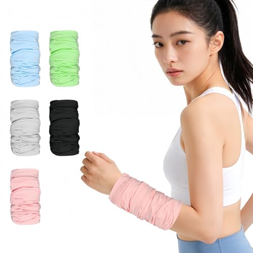 Cooling Sports Towel Wristband, Neck Gaiter Face Cover, Ice Silk Fabric for Instant Cooling & Sweat Absorption 2pcs - color: Blue