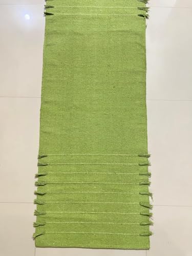 Payal Rugs Cotton Yoga Mat - Eco-Friendly Hand-Woven Rug - Non Slip & Thick (24”x72”x5mm) for Yoga Everyday Fitness at Home - Comfortable Extra-Long - color: Green