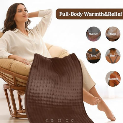 Full Back Heating Pad,20x40 Extra Large Heating Pad for Back Pain Relief,with 10 Temperature Controllers & 3 Auto-Off Timers,Dry/Moist Heat Therapy for Muscle,Joint,Menstrual Cramps (Brown) - size: 20x40 Inch Brown