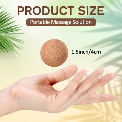 Seenelling 50 Pcs Cork Massage Ball 1.5 Inch Solid Hard Myofascial Release Yoga Ball for Back Foot Neck Pain Therapy Portable Tissue Muscle Release Tool for Home Office Travel - size: 1.5 Inch