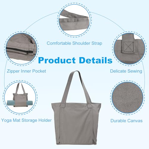 PATIKIL Yoga Mat Bags, Yoga Tote Carrier Shoulder Bag with Mat Pocket Carryall Canvas Tote Yoga Gym Bags - color: Grey