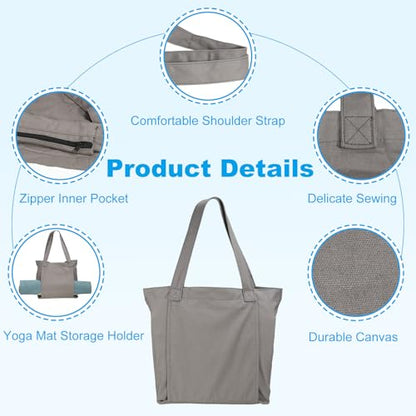 PATIKIL Yoga Mat Bags, Yoga Tote Carrier Shoulder Bag with Mat Pocket Carryall Canvas Tote Yoga Gym Bags - color: Grey