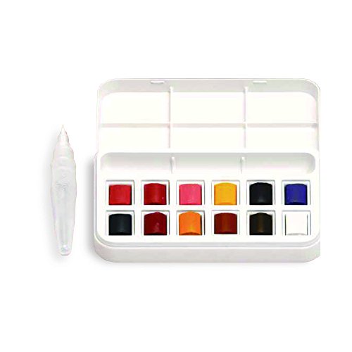 Winsor & Newton Cotman Half Pan with 12 Colors Water Brush