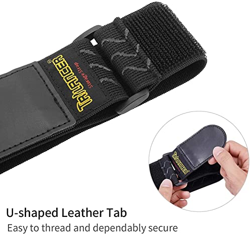 Trilancer Elastic Cinch Straps with Anti-Slip Strips, 18'' x 2'' (4 Pack) | Hook and Loop Storage Straps with Buckle, Bundling Bands for Extension Cords, Cables, Ropes, Hoses, Bike, Boat, Pant Garters - size: 18"(4 pcs)