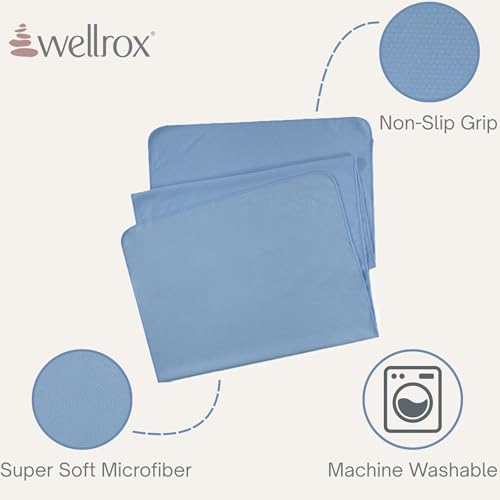 Wellrox Microfiber Yoga Mat Towel with Grip – Ultra Absorbent, Super Soft, and Quick Dry Hot Yoga Towel Non Slip for Pilates, Bikram, and Fitness Workouts (74” x 26”, Blue) - color: Blue