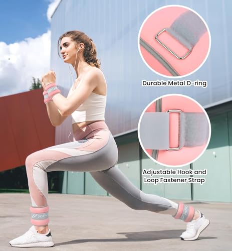 Ankle Weights A Pair of 1/2/3/4/6/8/10/12/20 LBS Wrist Leg Arm Weights for Women Men with Adjustable Straps, Strength weighted for Physical Therapy Running Walking Home Fitness Gym Workout Weight Loss - color: Light Pink