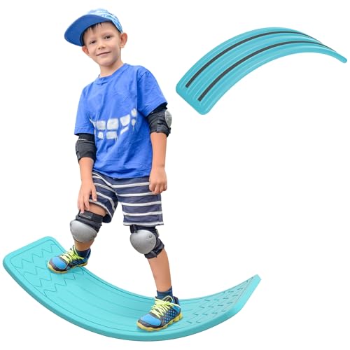 Qaba Kids 32" Balance Board Wobble Toddlers Ages 3-6 | Curvy, Preschool Learning, Montessori Waldorf Toy - color: Blue