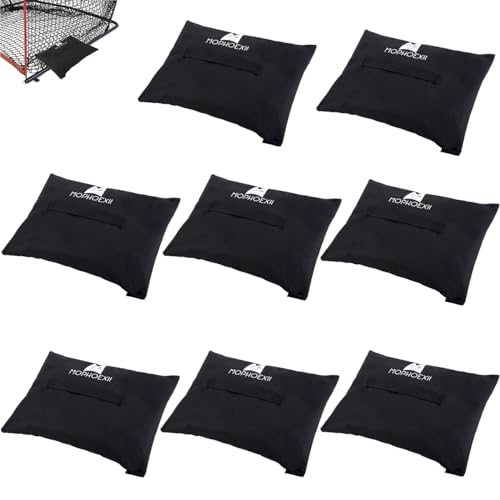 Sports Net Sandbags,All Sport Sandbags for Baseball Nets, Soccer Goals, Golf Nets, Football Nets, Hockey Nets,Weighted Anchor Bags - color: Black-8 Pack
