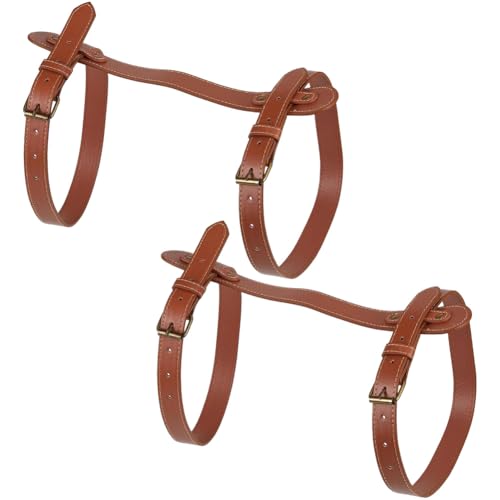 GORGECRAFT 2Pcs Picnic Blanket Carry Strap Brown PU Leather Portable Yoga Beach Mat Holder Handle Shoulder Carry Straps with Adjustable Alloy Buckle for Outdoor Camping Travel Motorcycle Pilates