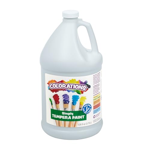 Colorations Paraben-Free Tempera Paint for Kids, 1 Gallon, Bright White | Non-Toxic and Made in the USA, Classroom Must Haves, Bulk Arts & Crafts Supplies - color: White