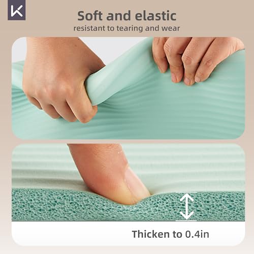 KEEP Extra Thick NBR Yoga Mat for Women & Men, 10mm Thick, 72”x32” Large Exercise Mat with Non-Slip Workout Mat for Yoga, Pilates, Stretching, Meditation – Wide & Cushioned Fitness Mat - color: Green