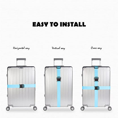 2pcs 74″×2″Luggage Straps for Suitcases,Adjustable Suitcase Straps and Heavy Duty Strap Buckle Packing Straps Travel Accessories,Blue - color: Blue 2PCS