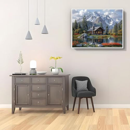 Shouruihua Diamond Painting Kits for Adults, Mountain Scene Diamond Art Kit | Mountains Water, Cabin, Forest, Landscape, Gem Art, Diamond Dotz Kits, Diamond Dots, Wall Art, Full Round Drill, 15.7x11.8in - color: Natural Scenery