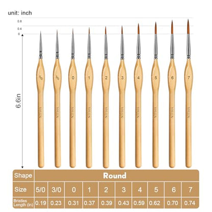 Miniature Paint Brushes Kit, Fine Detail Painting Brush Professional Tiny Paints Brush Set for Art Watercolor Oil Acrylic,Craft Models Rock Painting - size: 10PCS