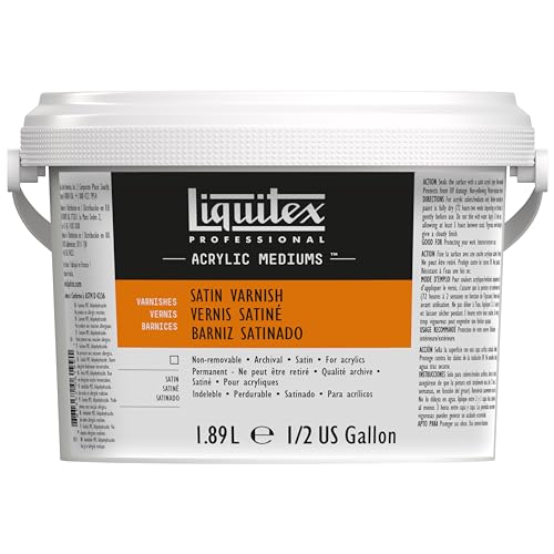 Liquitex Professional Satin Varnish, 1.89L (Half Gallon) Bucket | 100% Acrylic Polymer Varnish Satin Sheen, Protects & Resists Dirt Retention, Increases Brightness, Resists Discoloration - color: Satin, style: 64-oz