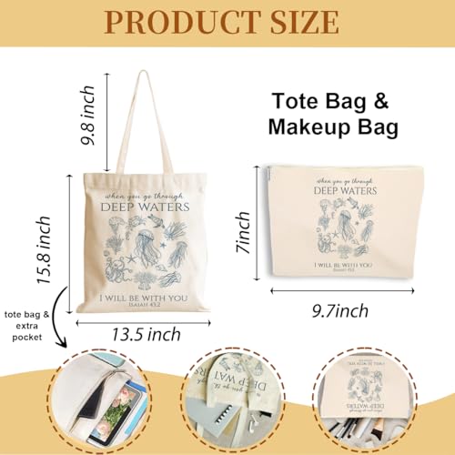 Whale Shark Makeup Bag Canvas Tote Bag Gifts for Women Friend Birthday Beach Shopping Appreciation Christmas - color: Deepwatersisaiah 387