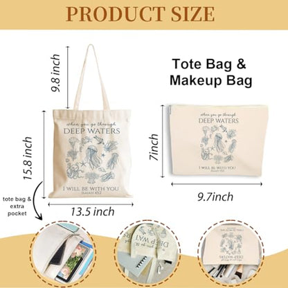 Whale Shark Makeup Bag Canvas Tote Bag Gifts for Women Friend Birthday Beach Shopping Appreciation Christmas - color: Deepwatersisaiah 387
