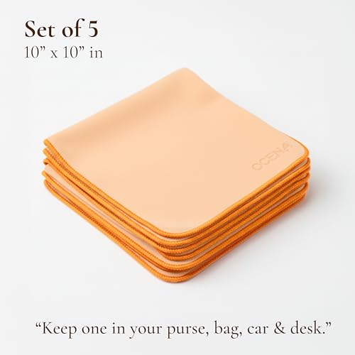 OCENA Pocket Sweat Towels & Microfiber Handkerchiefs, 5-Pack, 10 x 10 in | Quick-dry, sweat-absorbing, soft on face and hands; easy to carry for heat, workouts, gardening, travel, and daily use - color: Beige
