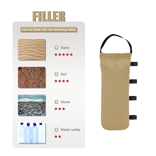 145 LBS Canopy Weights Sand Bags, 4-Pack Sand Bags for Weight Outdoor Advertising Tent Sunshade Fixed Windproof Pop up Canopy Tent Weights (Beige) - color: Beige