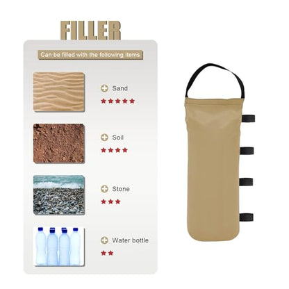 145 LBS Canopy Weights Sand Bags, 4-Pack Sand Bags for Weight Outdoor Advertising Tent Sunshade Fixed Windproof Pop up Canopy Tent Weights (Beige) - color: Beige