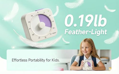 60 Minute Visual Timer for Kids - Premium Countdown Timer with Magnetic Back & Pause Function, Silent Operation for Classroom Teaching Home, Time Management Tool(Batteries Included) (Purple) - color: Purple
