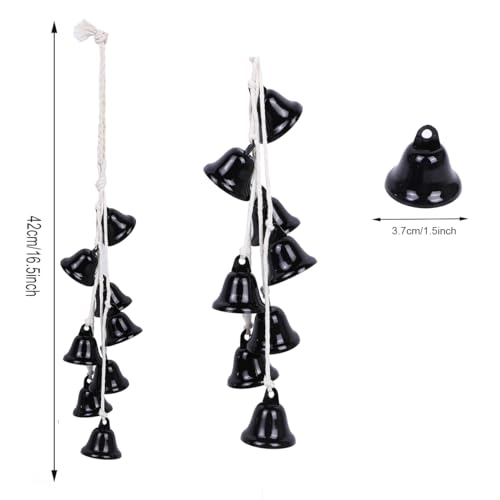 2 Pieces Witch Bells for Door Knob for Protection Handmade Decorative Door Hanging Bell Witch Wind Chimes for Boho Home Room Decor (Black) - color: Black