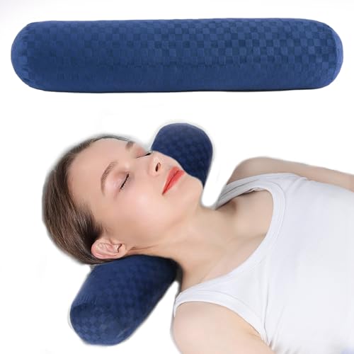 Neck Roll Pillow,Cervical Neck Pillow Bolster Pillow for Sleeping - color: Checkerboard--blue
