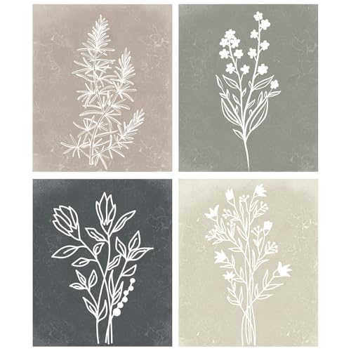 Yeaqee 4 Pcs Diamond Art Kits DIY Painting for Adult Aesthetic Wall Diamond Crafts Aesthetic Room Decor Cute Painting Pictures 5d Craft Wall Decor for Home 10 x 11.8''(Line Floral) - style: Line Floral