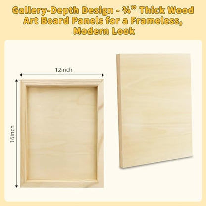 4 Pack 12x16 Basswood Paint Pouring Panels for Acrylic Oil Resin Art | ready to use, basswood wood painting boards, warp-Resistant, for crafters and Artists - size: 12 * 16-4pk