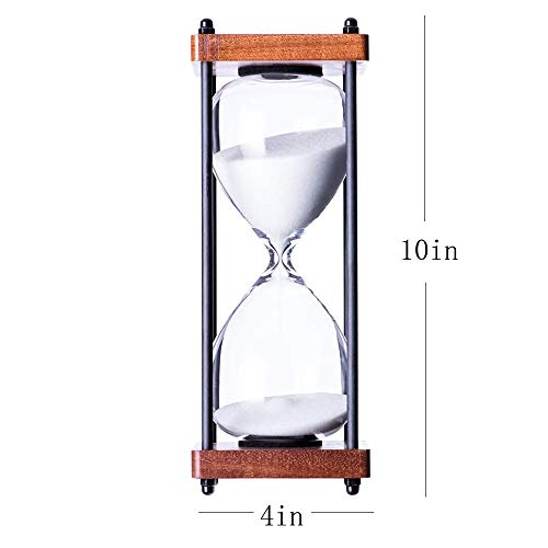 Large Hourglass Timer 60 Minute, Decorative Wooden Sandglass, White - color: White Sand