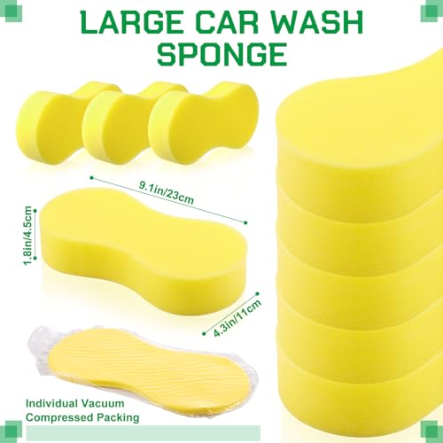 Vesici 24 Pack Large Sponges Bulk Multi-Purpose Extra Large Sponge for Washing Cars Field Day Water Games Household Cleaning Car Boat Bike Kitchen Bathroom Vacuum Compressed Packing (Bright Yellow) - color: Bright Yellow